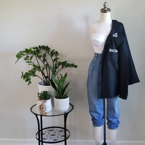 Silk Beaded Collar Button Down Shirt